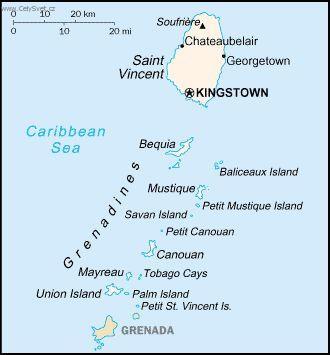 Foto: Svat� Vincent a Grenadiny-politick� mapa